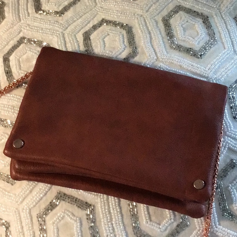 Street Level Brown Leather Chain Strap Bag